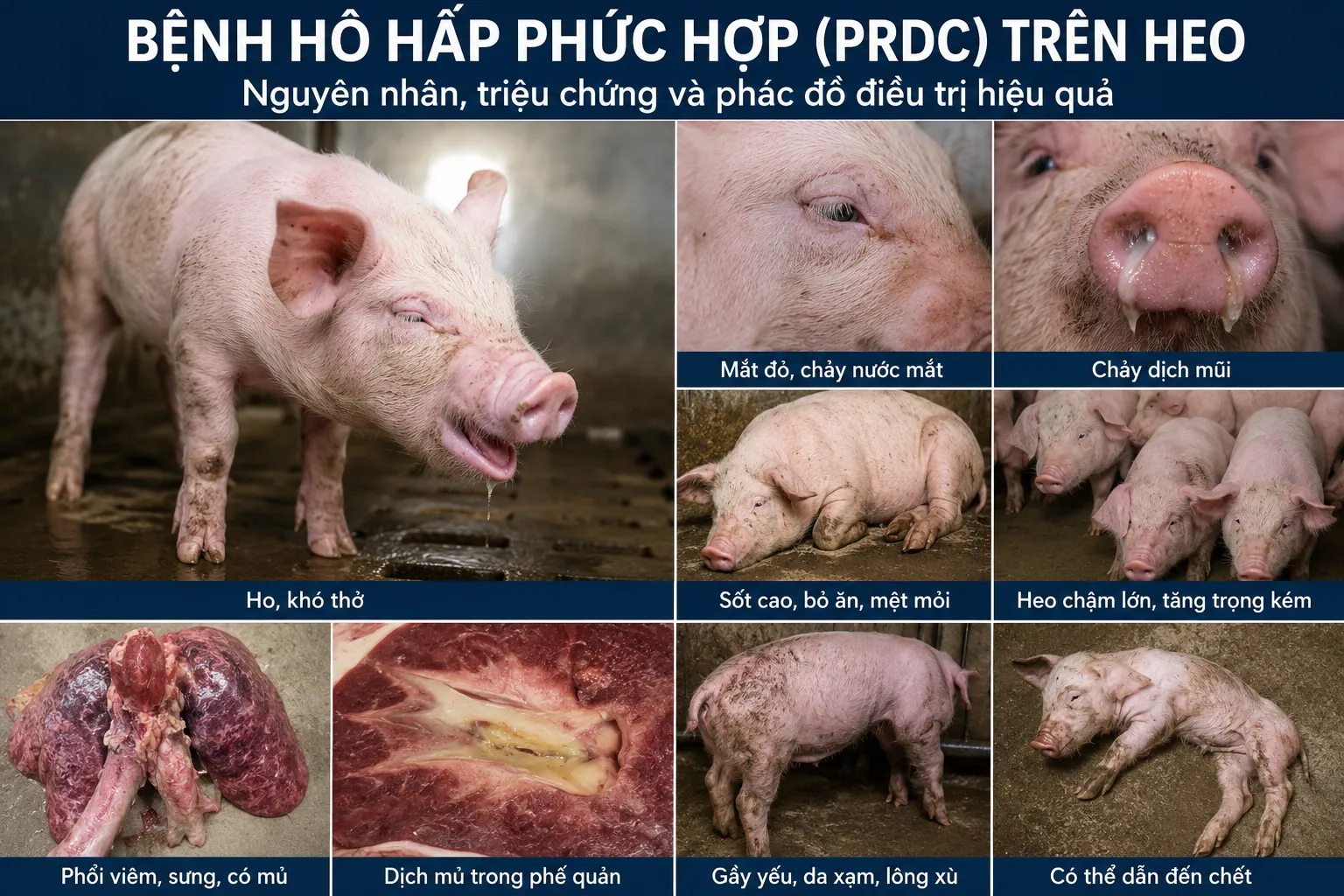 Bệnh hô hấp phức hợp (PRDC) trên heo – Nguyên nhân, triệu chứng và phác đồ điều trị hiệu quả